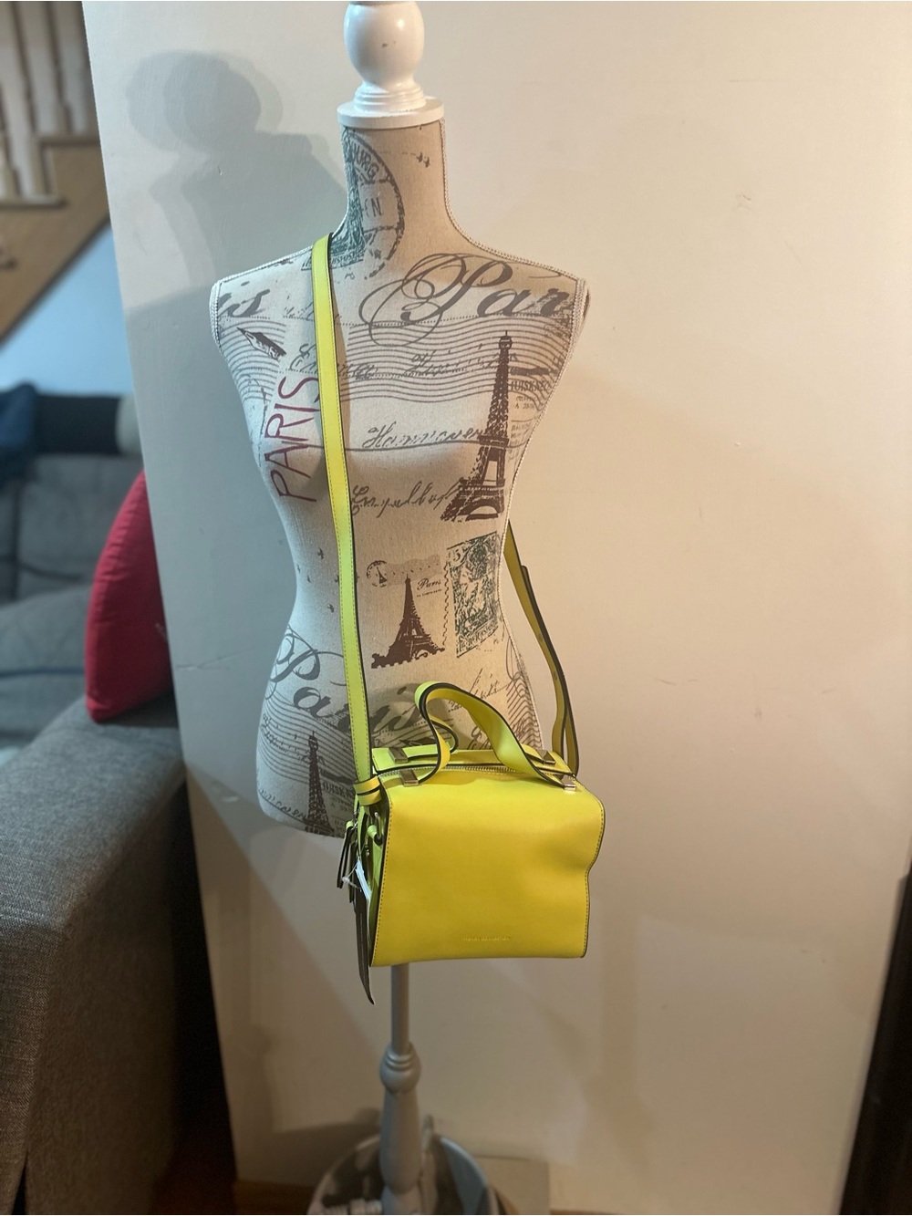 French Connection Neon Yellow Mini Crossbody Bag with Top Handle